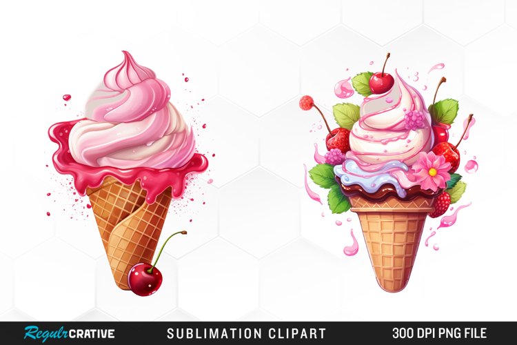 Watercolor Creams Cone PNG Clipart