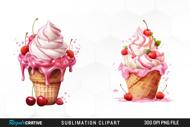 Watercolor Creams Cone PNG Clipart example image 1