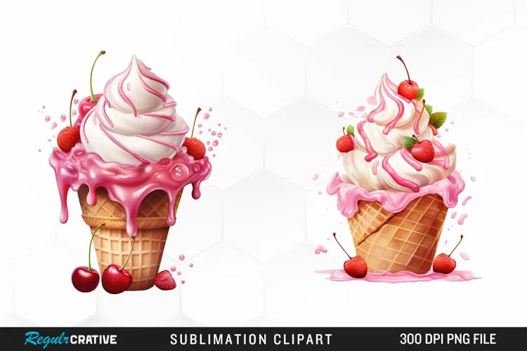 Watercolor Creams Cone PNG Clipart