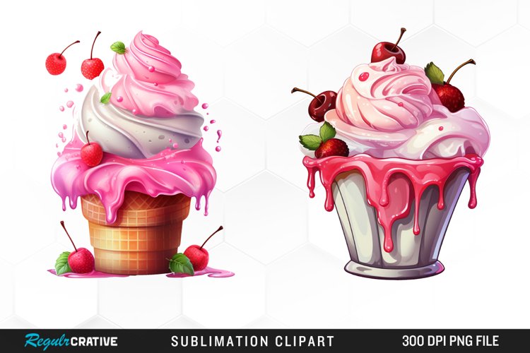 Watercolor Creams Cone PNG Clipart