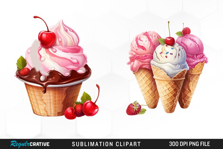 Watercolor Creams Cone PNG Clipart