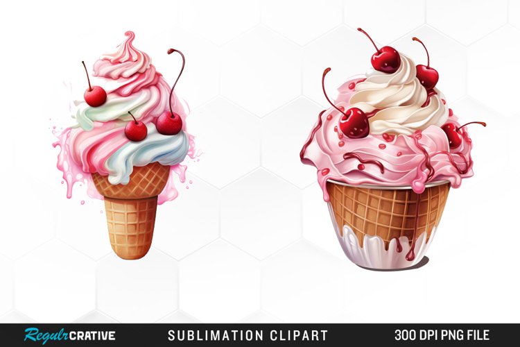 Watercolor Creams Cone PNG Clipart
