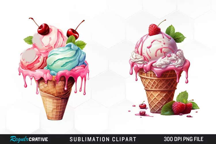 Watercolor Creams Cone PNG Clipart