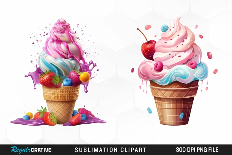 Watercolor Creams Cone PNG Clipart