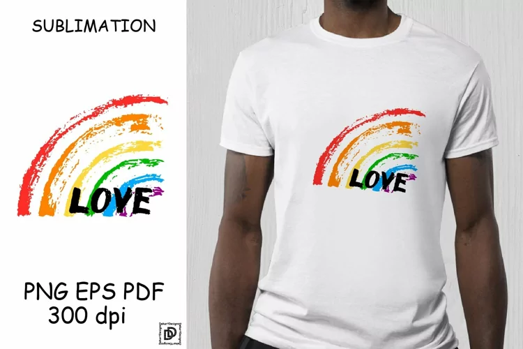 Love PNG Sublimation Designs Rainbow Background LGBTQ Pride
