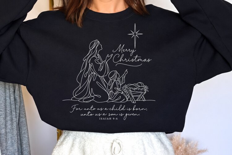 For Unto Us a Child Is Born Christmas PNG, Isaiah 9:6 Nativi example image 1