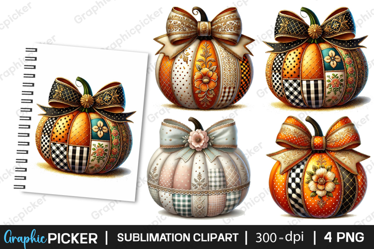 Faux Embroidery Fall Pumpkin PNG, Fall Pumpkin PNG