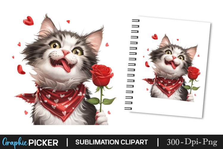 Book and funny Cat Clipart Design | Animal sublimation
