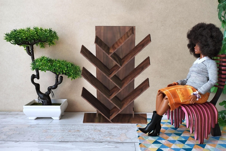 Miniature modern bookcase tree digital download file, 1:6