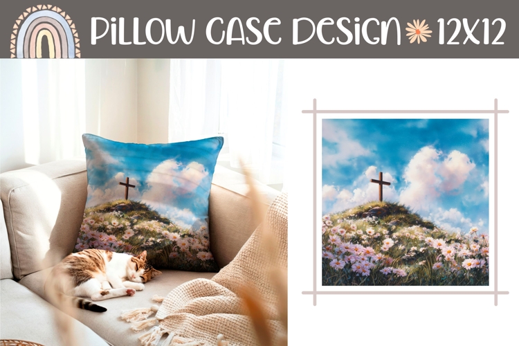 Wooden Cross Pillow Case Design, Floral Pillow Template