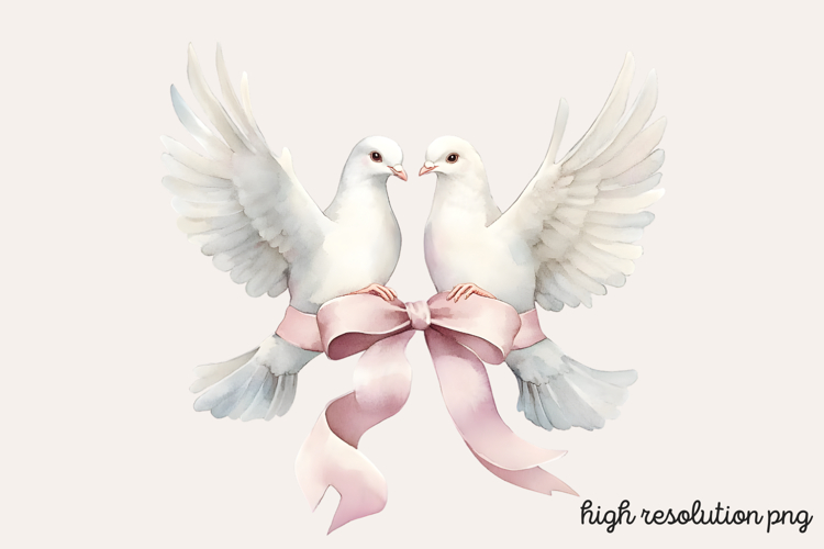 White Wedding Watercolor Clipart PNG