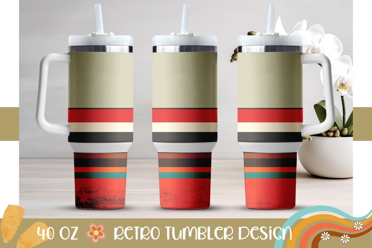 Retro Tumbler Wrap, Retro Stripes 40 Oz Tumbler Sublimation
