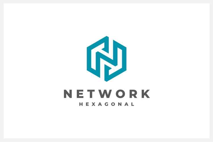 Hexagon Letter N Logo Design Vector Template