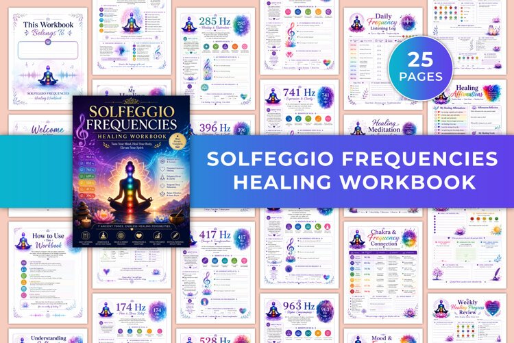 Solfeggio Frequencies Healing Workbook Kdp interiors example image 1