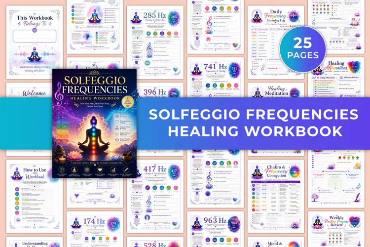 Solfeggio Frequencies Healing Workbook Kdp interiors