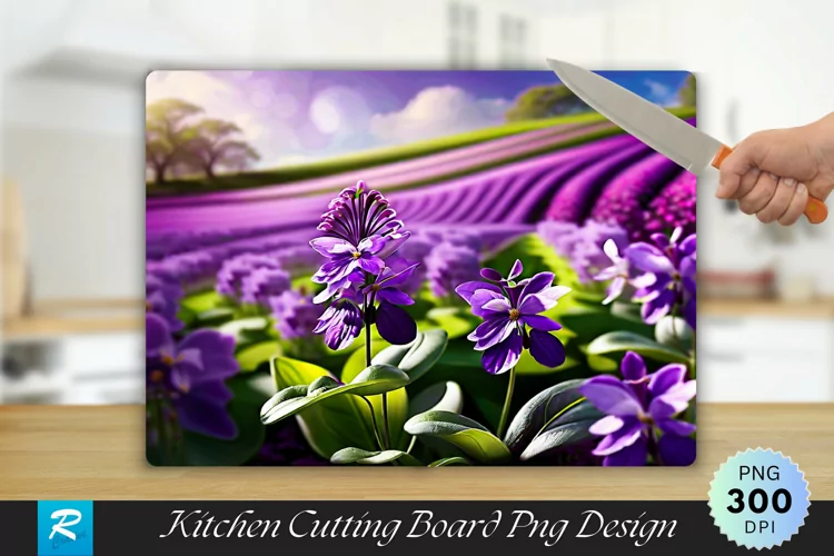 Spring Violet Patterns Cutting Board Sublimation Design