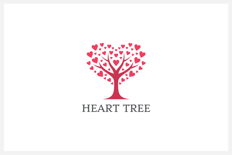 Hearts Tree Logo Design Vector Illustration