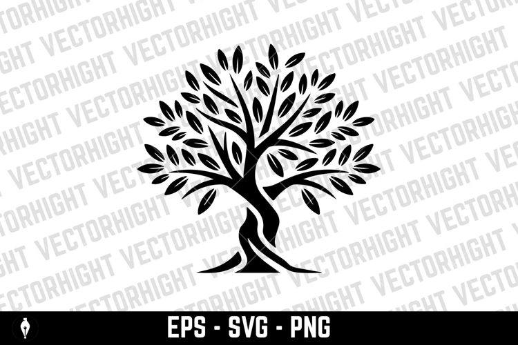 Olive tree silhouette icon. Design element for logo, label,