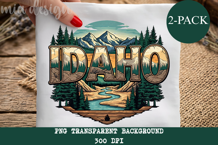 Idaho State PNG, Vintage Mountain River Elk Sublimation