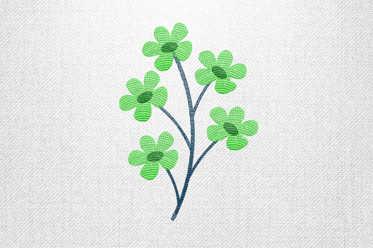 Green Floral Branch Embroidery Design File