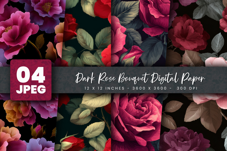 Dark Rose Bouquet Digital Paper