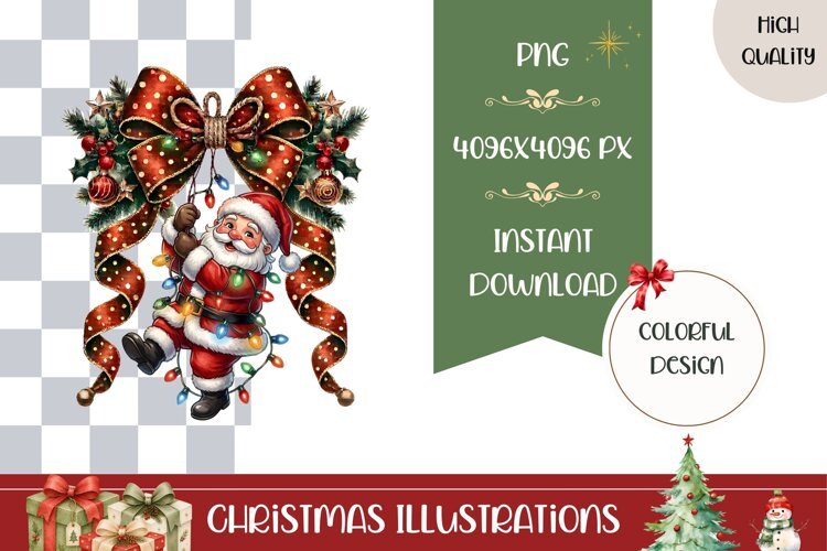 Cartoon Christmas Santa Claus Illustration, Christmas PNG example image 1