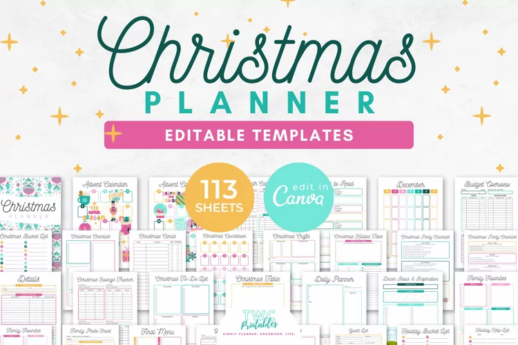 Christmas Planner Canva Templates | 113 Editable Pages