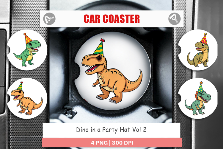 Car Coaster Party Hat Dino