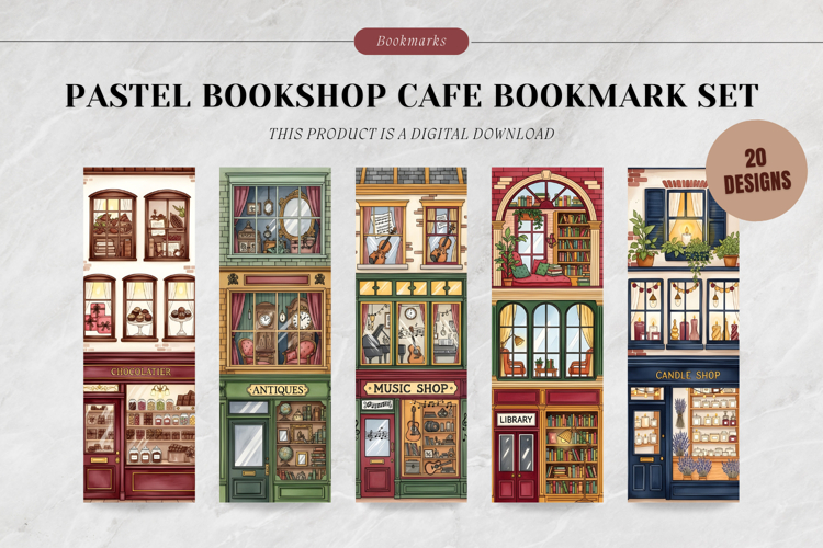 Watercolor Shop Bookmark Set,Pastel Bookish Printable Bookma