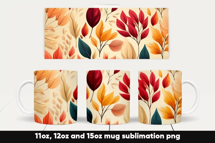 Fall autumn leaves mug wrap sublimation
