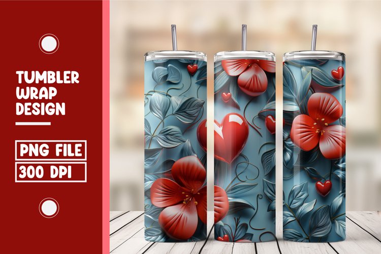 Heart Flower Tumbler Wrap Design