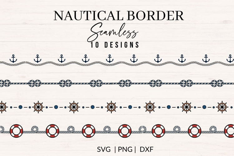 Seamless Nautical Border SVG Bundle | 10 Ocean Designs