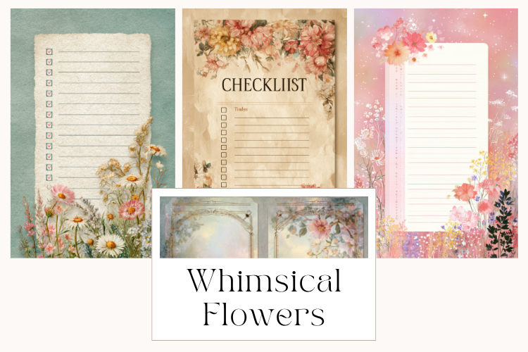 Whimsical Flowers Junk Journal Pages