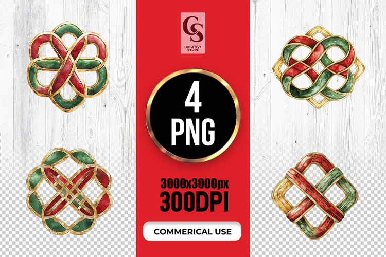 Kwanzaa Celtic Knot Watercolor Clipart Sublimation PNG