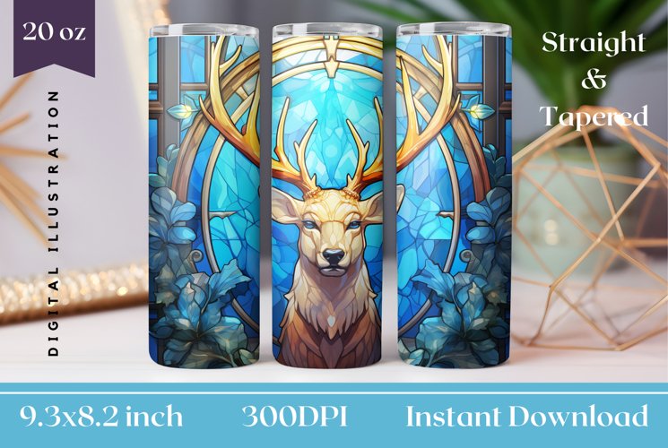 Stained Glass Christmas Deer Tumbler Wrap Design