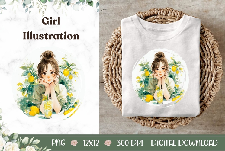 Cartoon Girl Illustration, Lemons PNG, Lemonade PNG