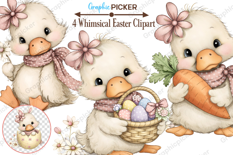Whimsical Easter Animals Clipart, Valentines Day PNG