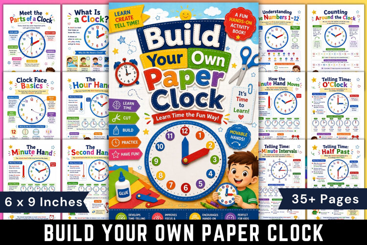 Build Your Own Paper Clock Activity Book example image 1