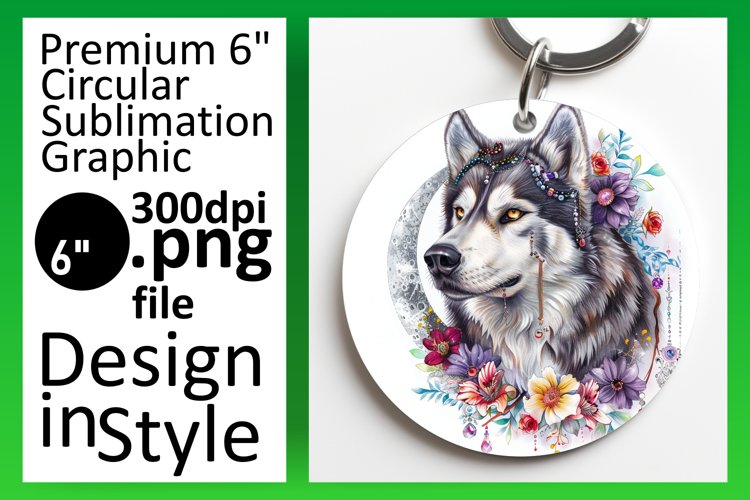 Stylish Dog Sublimation Circle Keychain example image 1