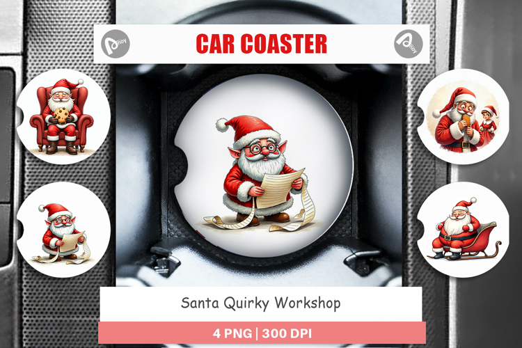 Santas Quirky Workshop Car Coaster