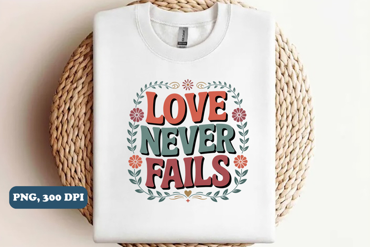 Love never fails Christian PNG design