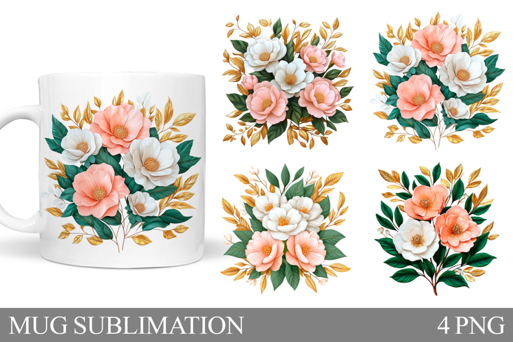Flowers Mug Design. Floral Mug Sublimation
