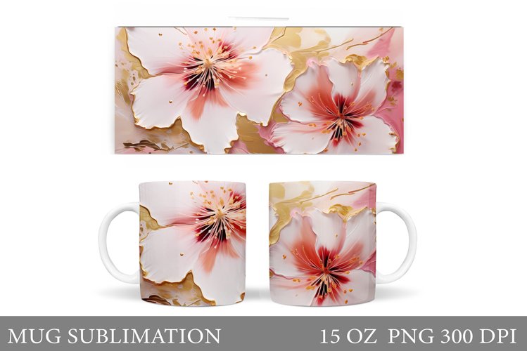 Flowers Mug Wrap Design. Flowers Mug Sublimation