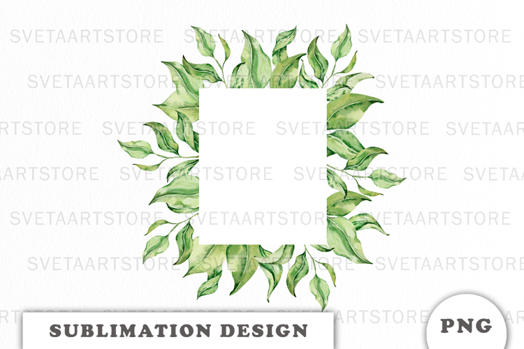 Watercolor Leaves Frame png