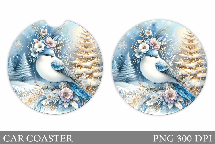 Christmas Bird Car Coaster. Christmas Car Coaster Design