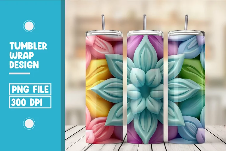 3d flower tumbler wrap sublimation
