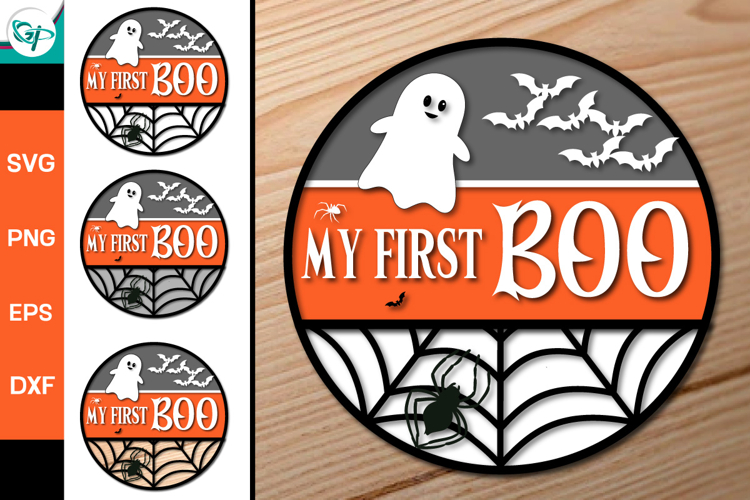 My First Boo Round Sign SVG | Halloween Door Hanger SVG