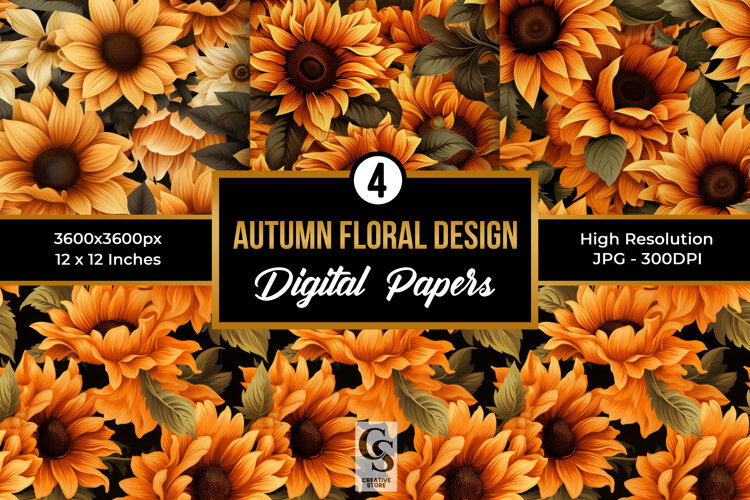 Autumn Sunflowers Pattern Digital Papers (6055247)