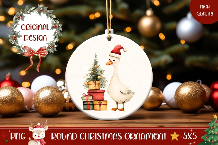 Cartoon Christmas Goose Ornament PNG, Winter Ornament Design