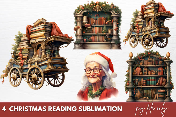 Christmas Reading Sublimation Clipart